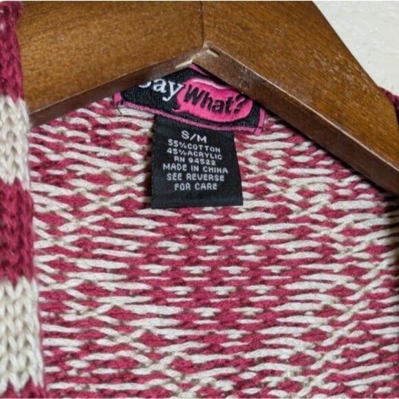 Maroon Cream Knit Fringe Waterfall Vest Size Small Medium Boho Western Hippie - Picture 3 of 6